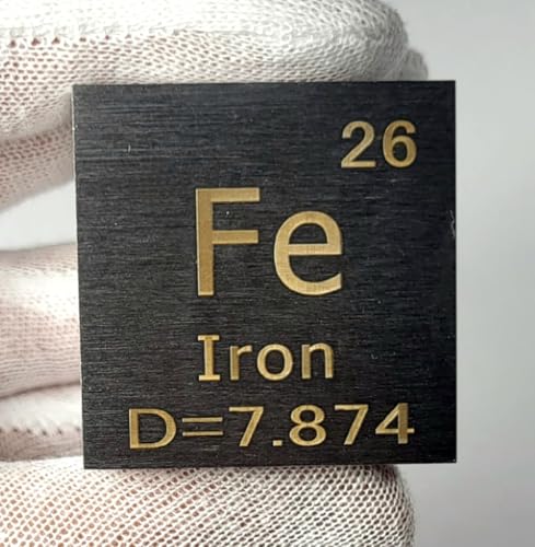 Image of 1.5 inch 38.1mm Iron Ferrum Metal Cube Fe up to 99.9% Pure Periodic Table Element Engraved Density Collection Science Education Display Block Cube + Acrylic Case Box - 1PC