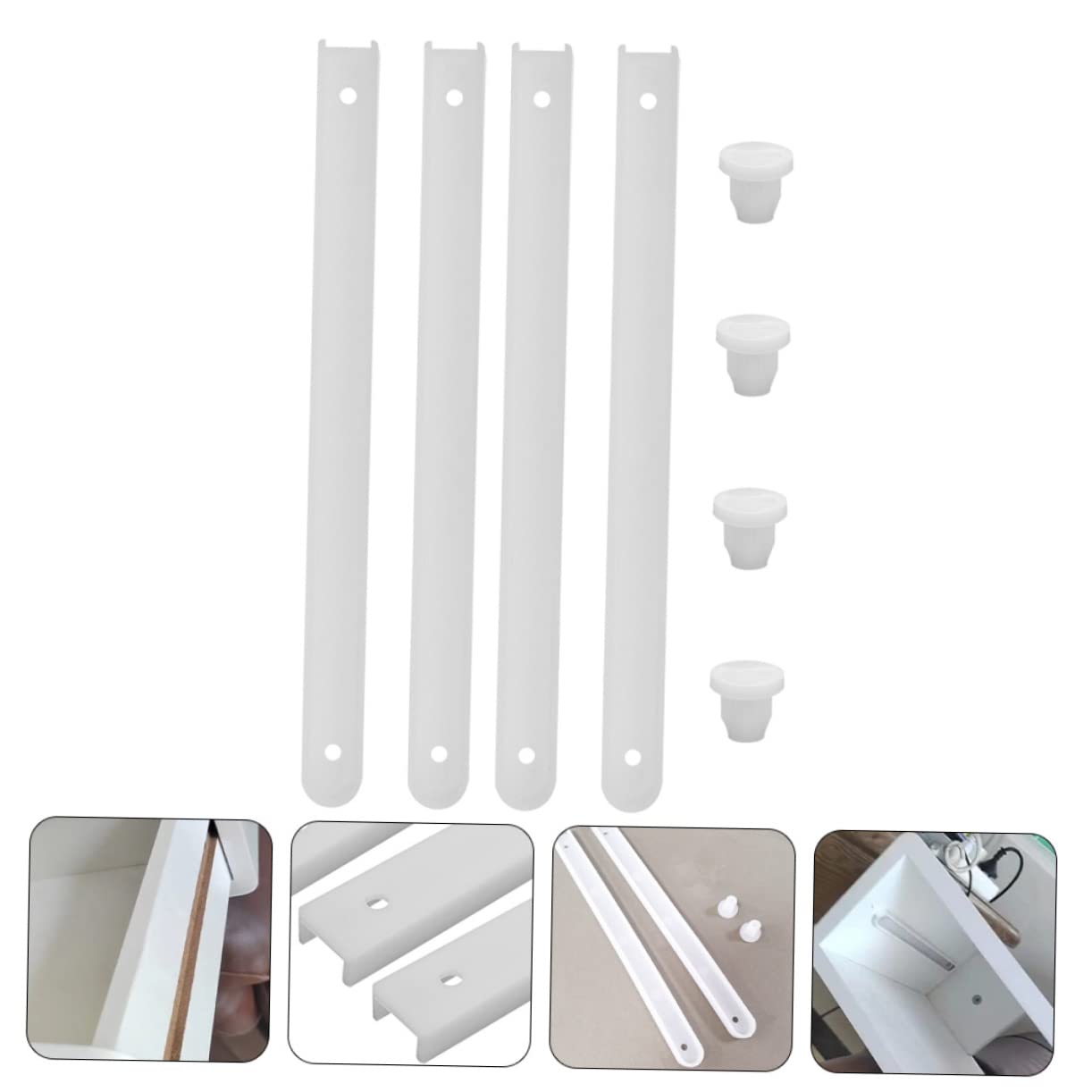 Guide Per Cassetti Estensibili 4 Pezzi - Plastica Bianca, 18.5cm, Montaggio Facile, Per Mobili