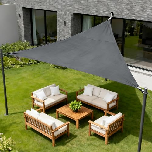 HENG FENG Sonnensegel Dreieckig 3x3x4.25m | 95% UV-Schutz & Wasserdicht | Sonnenschutz aus 420D Oxford-Gewebe | Inkl. Montageseilen | Für Terrasse Balkon Garten im Außenbereich | Anthrazit