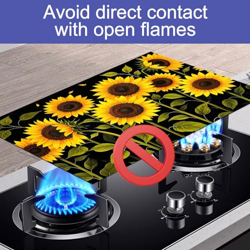 Image of HOMETITUTE Sunflower Stove Top Cover 28x20 Diatomite Farmhouse Mat | Electric stove decoration