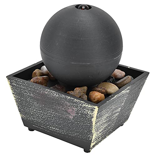 KIMISS 3V USB Indoor Tabletop Ball Fountain with LED Light, Relaxing Water, and Deco Stones for Home and Office Decor