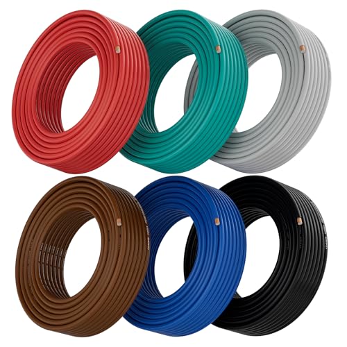 12 Gauge Wire (6-Pack Black-Red-Grey-Blue-Green-Brown, Each 25 FT), Low Voltage Automotive Primary Harness Wire for Battery, Car Audio, Remote Trailer, Security Alarm, Hook Up Wiring, 12AWG CCA, DIY
