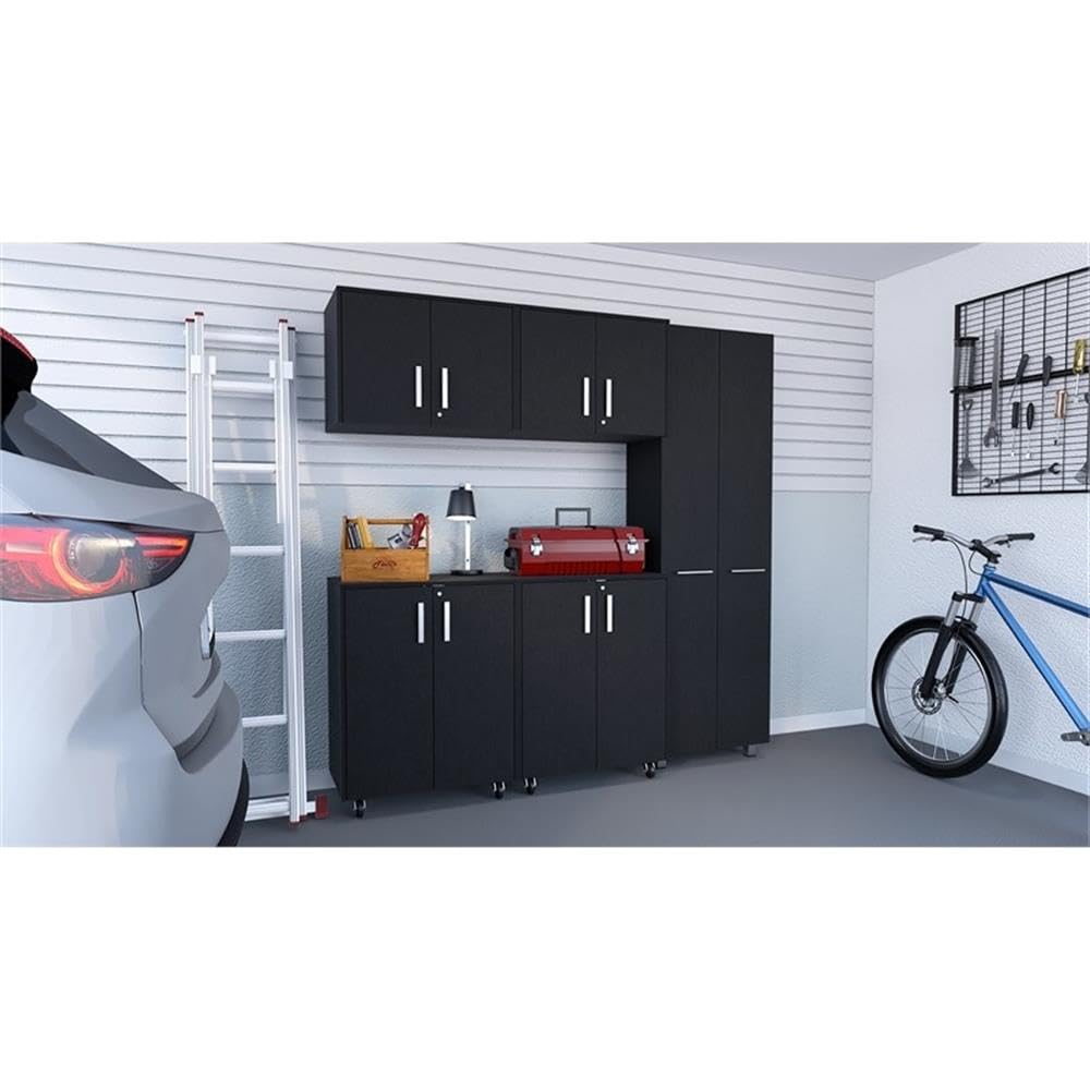 TUHOME Wooster 5 Piece Garage Set Black Engineered Wood