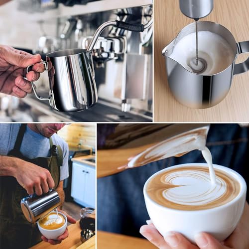 Image of PRIMESAGE Milk Pitcher - 350 ML Coffee Frother Mug Milk Frothing Pitcher Coffee Accessories Milk Frother Pitcher Milk Pitcher for Latte Art