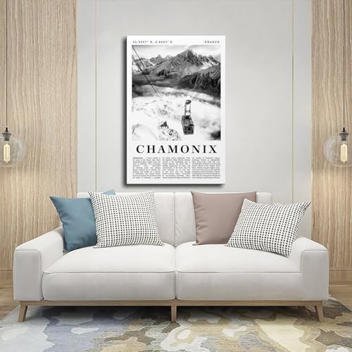 Toile Chamonix noir et blanc 40,6x61cm pour transformer un mur vide en œuvre