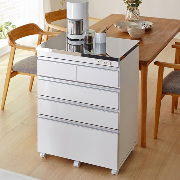 Amazon｜イヌイ キッチンカウンターステンレス天板 鏡面 食器棚 4段 幅  