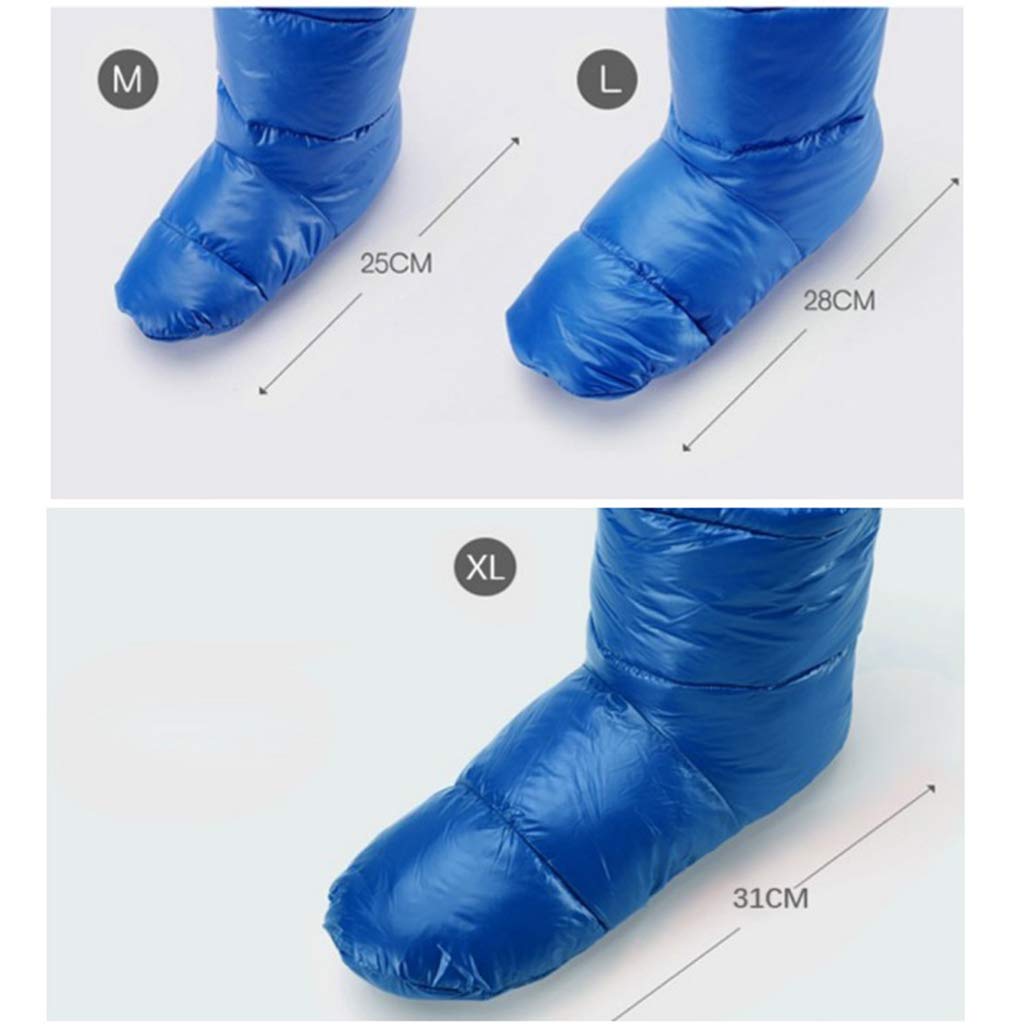 Chaussons d'hiver chauds en duvet d'oie blanc pour tente de camping Noir M