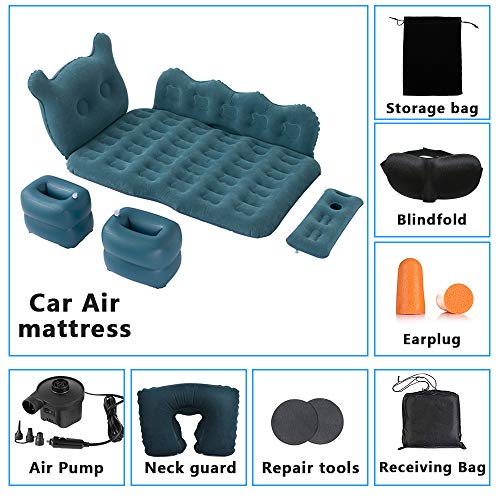 hikotor Car Inflatable Air Mattress Back Seat Pump Portable Travel Camping Sleep Pad Cushion Bed fits Universal SUV Truck Minivan | Compact Twin Size