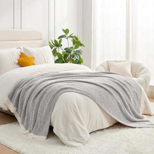 Image of Snuggle Sac Oversized Grey Throw Blankets Twin Size,Super Soft Warm Blankets Cozy Knit Fuzzy Throw Blankets for Sofa, Bed, Heather Grey, 60x80 inches