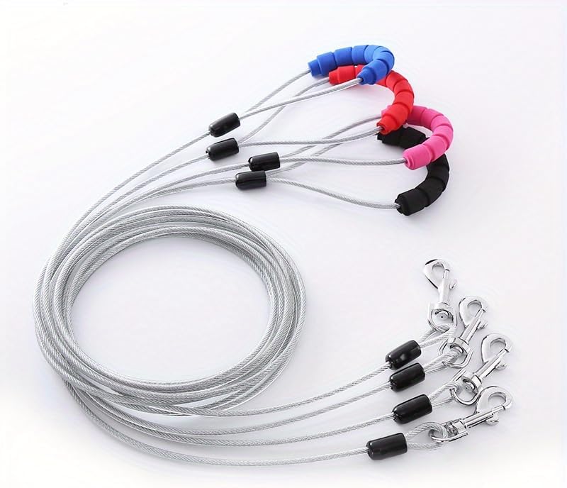 Steel Wire Dog Leash 1 PCS Small Dog Training Lead Red or Black 1m 4mm Thickness (Black) — view 7
