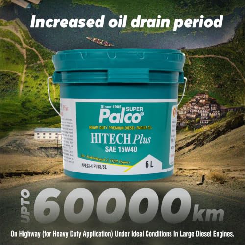 Image of PALCO Hitech Plus 15W40 Diesel Engine Oil 6 Litre for Heavy Duty Cars, Commercial Vehicles & Turbocharged Diesel Engines, EGR Compatible