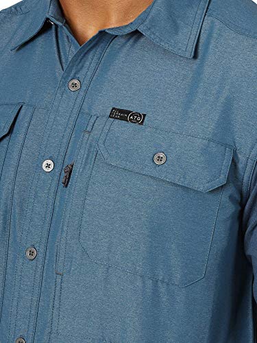 ATG by Wrangler Men's Long Sleeve Mixed Material Shirt, Dark Denim, Medium