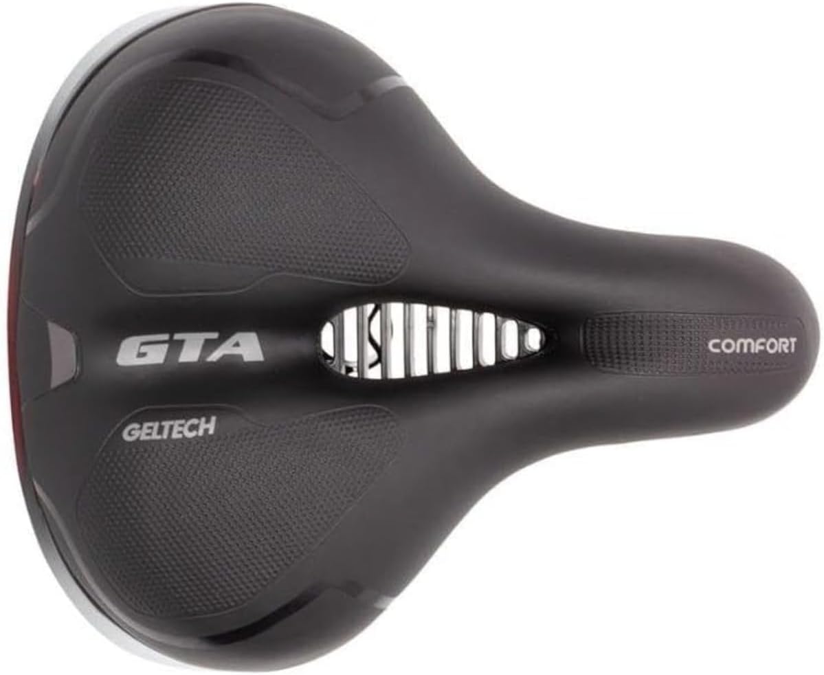 Imagem superior do selim da bicicleta, sem fundo visível.