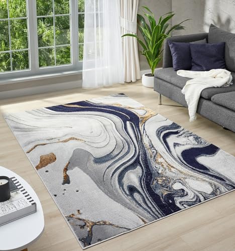 Modern Abstract 8x10 Area Rug Swirls Contemporary Marble Colorful Carpet