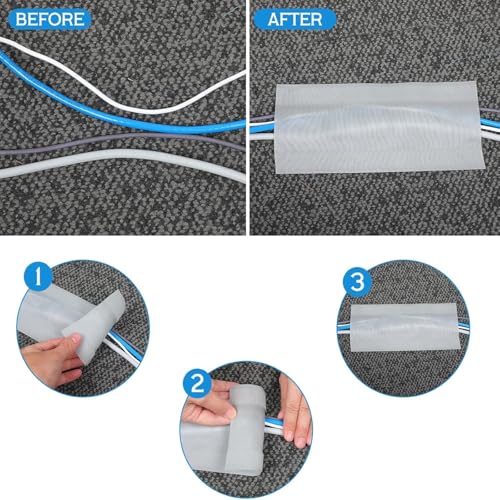 Image of WILLBOND Carpet Cord Cover Cable Protector Floor Cover Cable Protector Management Only for Commercial Office Carpet(98.43 ft,Grey)