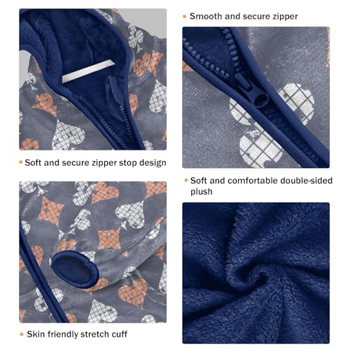 Poker Toddler Fleece Jacket Baby Boys Hooded Zipper Long Sleeve Thick Warm Outerwear 3-10 Years3