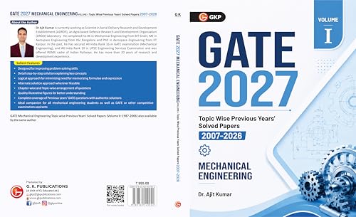 Image of GATE 2027 Mechanical Engineering Topic-wise Solved Papers Vol 1 | 2007-2026 | 20 Years Previous Year Questions with Solutions | ME Paper