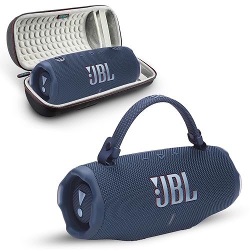 Charge 6 Portable Bluetooth Speaker | IP68 Waterproof, DustProof, and DropProof, Outdoor Wireless Audio | 28Hrs Playtime Megen Hardshell Protection Case (Blue)