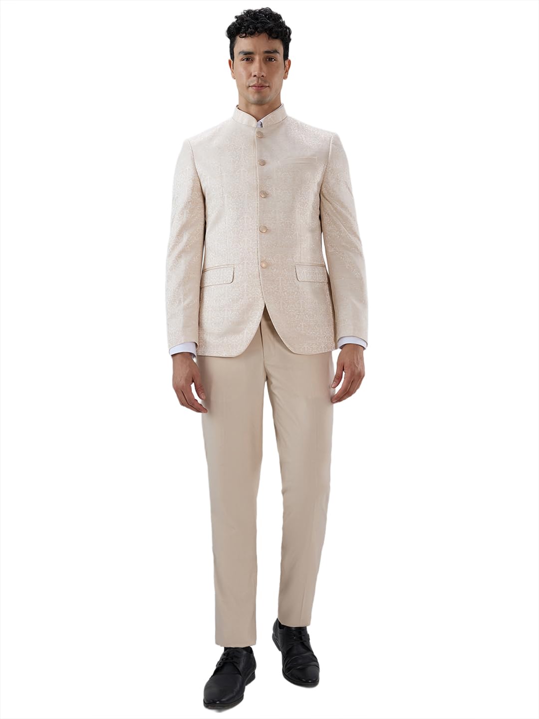 park avenue Men Modern Slim Fit Solid Pattern Pure Polyester Band Collar Full Sleeve Ceremonial Suit-picture-29