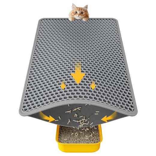 Cat Litter Mat - 23.2'' x 14.6'' Small Litter Trapping Mat, Easy to Clean Litter Box Mat, Waterproof, Urine-Proof, Non-Slip Kitty Litter Mats for Floor, Grey