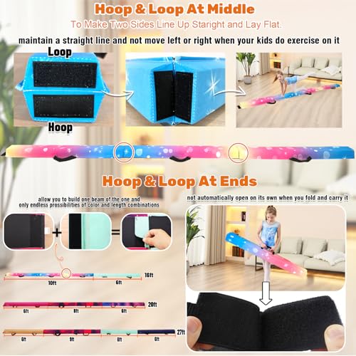 Image of Marfula 6 FT / 8 FT / 9 FT Folding Gymnastics Beam Foam Balance Floor Beam