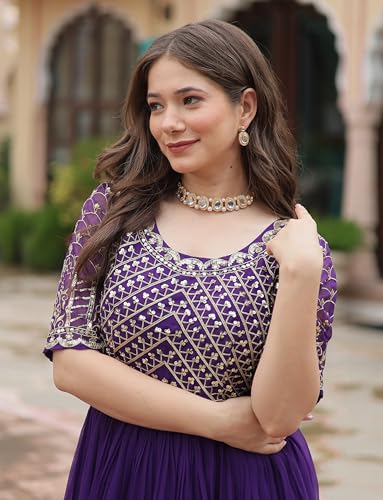 Image of Fashion Basket Georgette Embroidered Anarkali Gown for Women