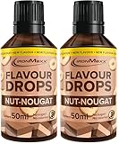 IronMaxx Flavour Drops - Turron de Nuez 50 ml, sin calorías y sin azúcar, gotas saborizantes veganas para endulzar alimentos práctico tapón cuentagotas (Paquete de 2)