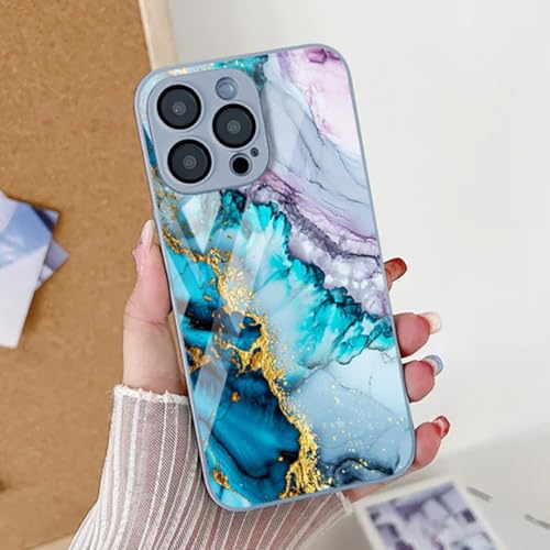 Coque en verre trempé iPhone 13 Pro Max bleu PH42 élégante