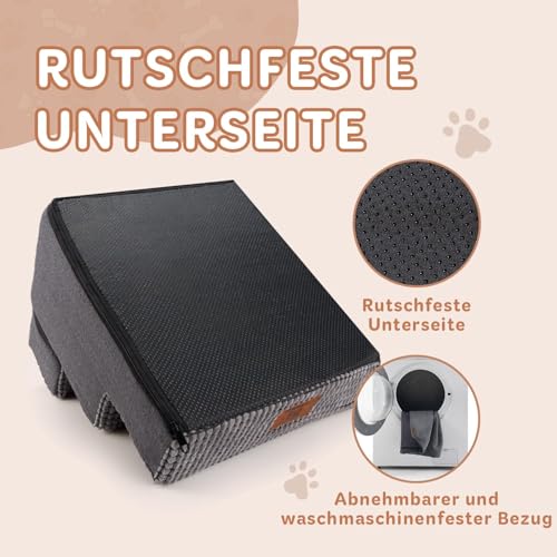 Escalera para perros con espuma lavable de 3 peldaños para sofá y cama 6