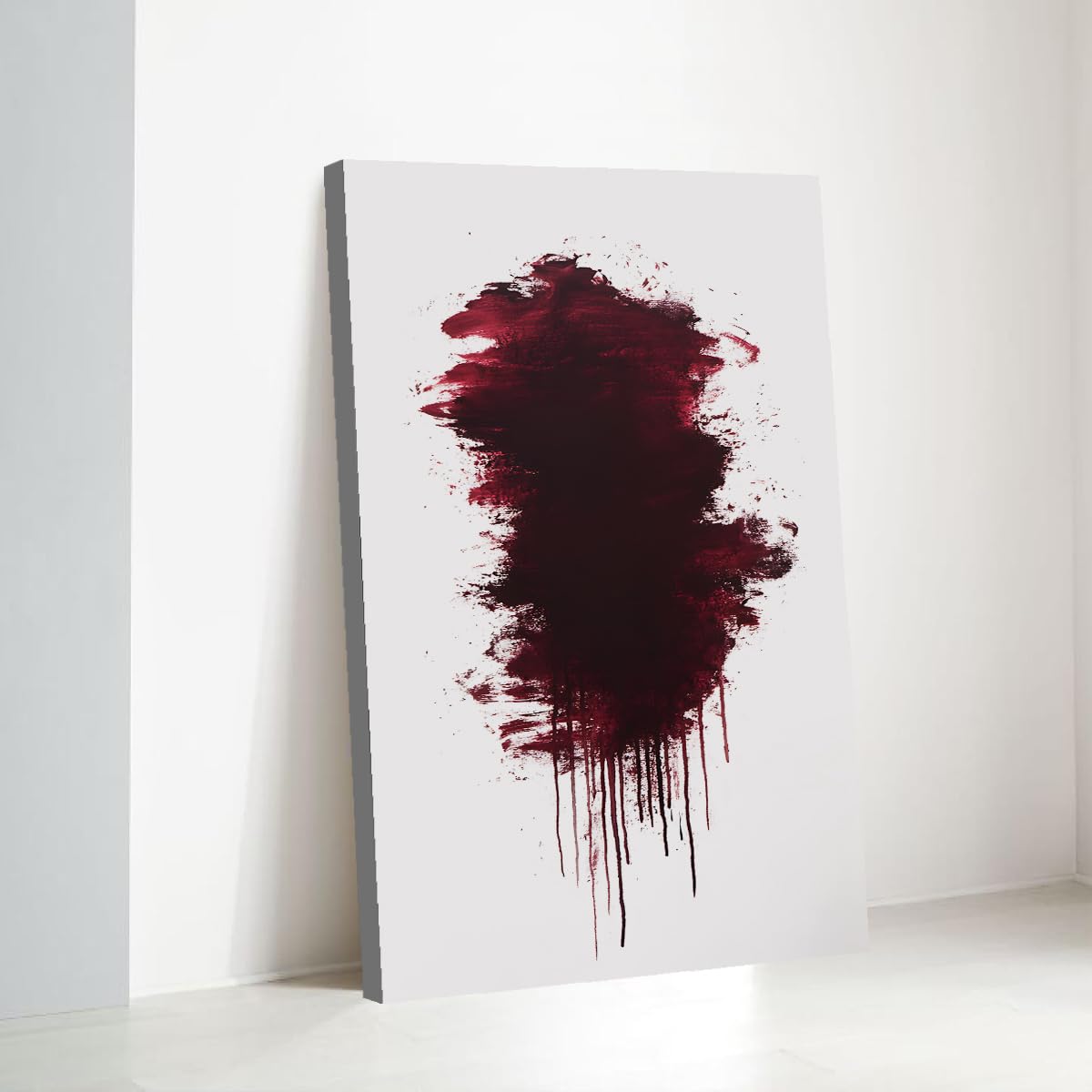 CHERHERART Ekspresjonistyczny minimalistyczny styl płótno sztuka ścienna malarstwo obraz abstrakcyjny czerwone plamy farby plakat dzieła sztuki dekoracja biura domowego 45 x 80 cm, rama wewnętrzna
