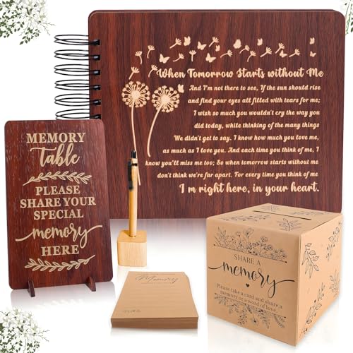 PREKIAR Funeral Guest Book for Celebration of Life, Wooden Guest