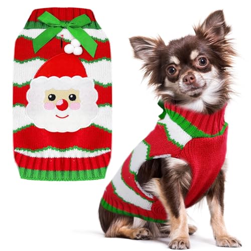 SKXEO Christmas Dog Sweater Dress with leash hole, Save pattern Xmas Ugly Pet Cat Puppy Jumpers For Small Medium Dogs Winter
