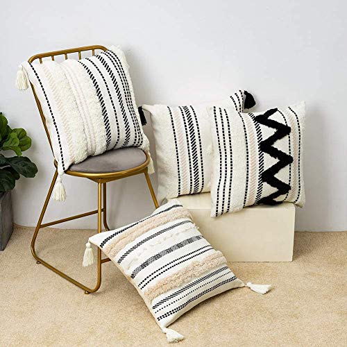 1 Stück Boho Kissenbezug 45x45cm, Makramee Kissenbezüge Kissenhülle Dekokissen mit Quasten, Dekorative Kissen Boho Style… – Bild 6