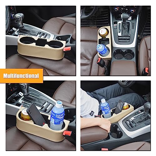 Image of BEIGE Multifunctional Car Cup Holder Car Seat Organizer Gap Filler Bottle Phone Storage Organizer