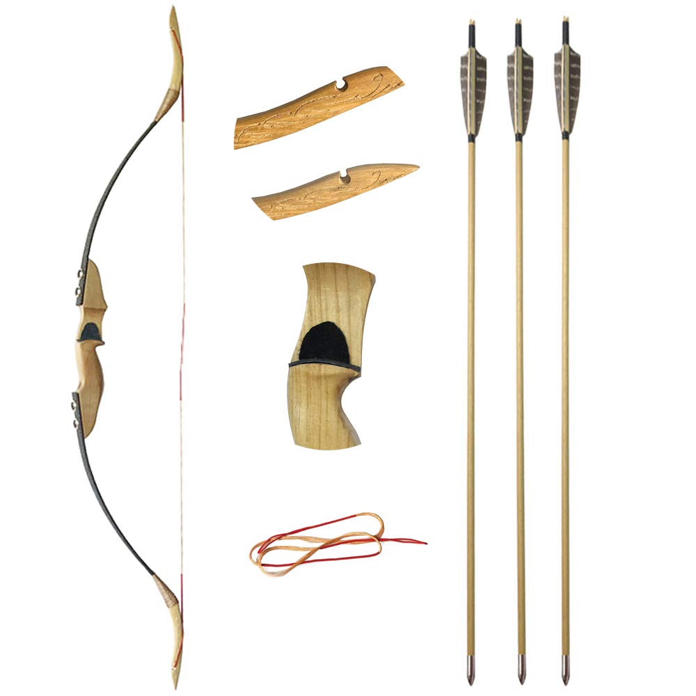Arc Longbow Traditionnel à la Main 30-40 lbs Arc Recurve Chasse Mongole