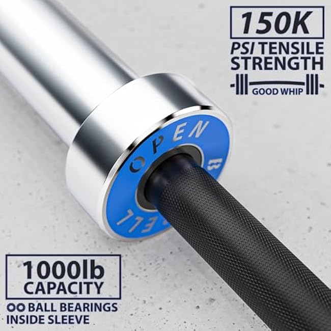 Synergee Open 15kg and 20kg Black Phosphate and Chrome Olympic Barbell. Rated 1000lbs for Weightlifting and Powerlifting.