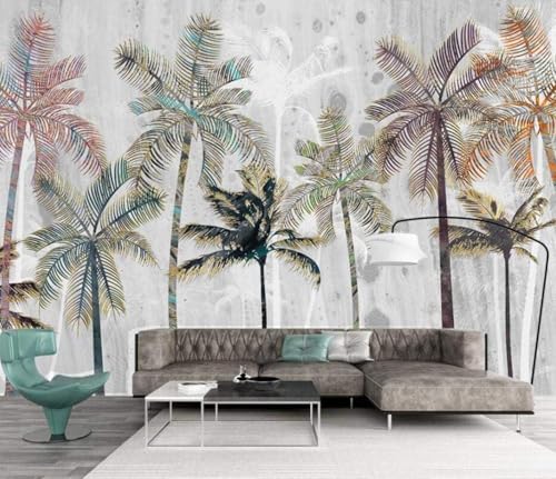 Tzxztt Vintage Stereo Multicolor Cocotero Arte Moderno Papel Pintado 3D Seda Texturizada Primera Calidad Neutros Material Ideal Para SalóN Dormitorio-300cm×210cm