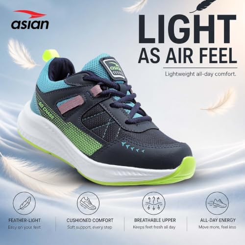 Image of ASIAN Boy's ADVENTURE-03-KIDS Sport Running & Walking Shoes with Ultra Bounce Technology Lightweight Synthetic Upper EVA Outsole Casual Lace-Up Shoes for Kid's & Boy's