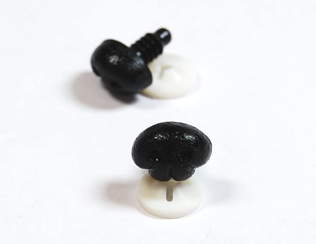 celloexpress Pack of 2 - Black Animal/Dog Noses 12mm x 9mm Plastic Backs - Teddy Bear & Soft Toy Making Detailed Noses