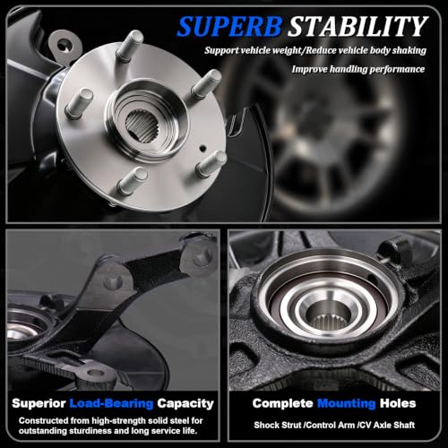 DJB 698-451 Front Left Steering Knuckle & Wheel Bearing Hub Assembly Fits for Honda Civic 2006 2007 2008 2009 2010 2011, without Si MUGEN Si Model, 698451 44300SNA952 44300TR0951, Left Driver Side by DJB - Used condition - Image 6