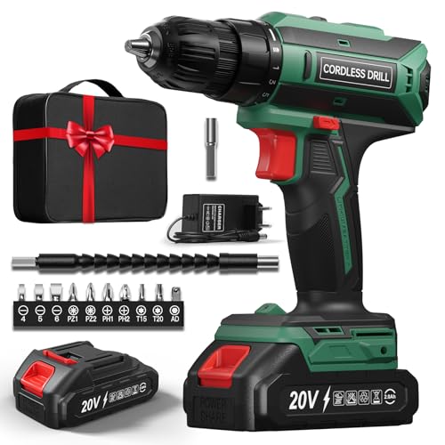 Perceuse Visseuse Sans Fil 20V, Perceuse Devisseuse Sans Fil Max 42Nm, Visseuse Devisseuse 2 Vitesses, Compatible avec Batteries Makita, Batterie de 2000mAh,...