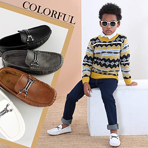 Hawkwell Kids Casual Penny Loafer Moccasin Dress Driver Shoes, Grey Pu, 1 M Us Little Kid #TOP5