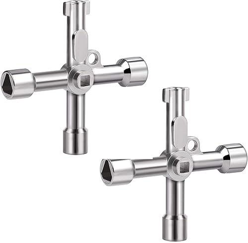 Miniatura 9 de Kit de llaves multifuncionales multifuncionales para plomeros, llave de 4 vías, llave de triángulo, llave de gabinete, llaves de enchufe