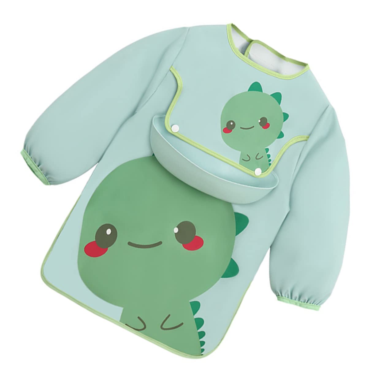VICASKY 3pièces Bavoir Étanche Pour Garçon Fille Smock Cartoon Avec Poignets Élastiques Tablier Pour Repas Et Activités Créatives Poche Pratique Pour Garçon Fille