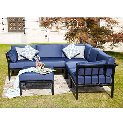 Image of LOKATSE Home 2 Piece Corner & Armless Sofa Outdoor Furniture Sectional Couch Set Patio Loveseat