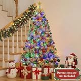 Himimi Pre-lit Christmas Tree 6ft, Snow Flocked Artificial Xmas Tree with 250 RGB LED Lights, 8 Lighting Modes, Bushy 1000 PVC Tips, White Fir Branches, Christmas Decorations for Home Office Holiday - Image 3