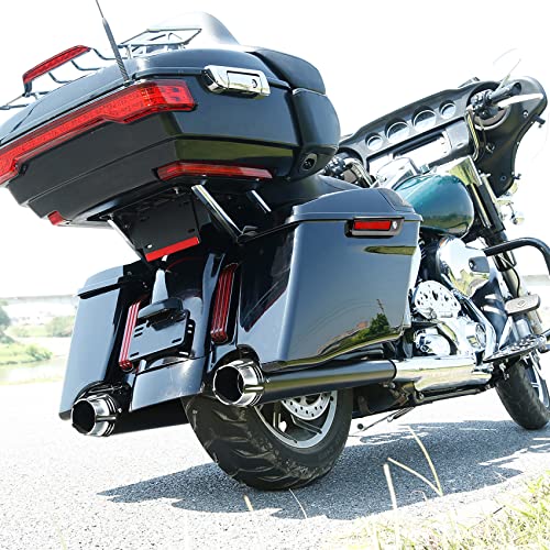 Alforjas duras estiradas negras de 4 pulgadas con tapa para altavoz 5x7 para Harley Touring FLT FLHT FLHTCU FLHRC Road King Road Glide Street Glide Electra Glide Ultra-Classic 2014 en adelante miniatura 7