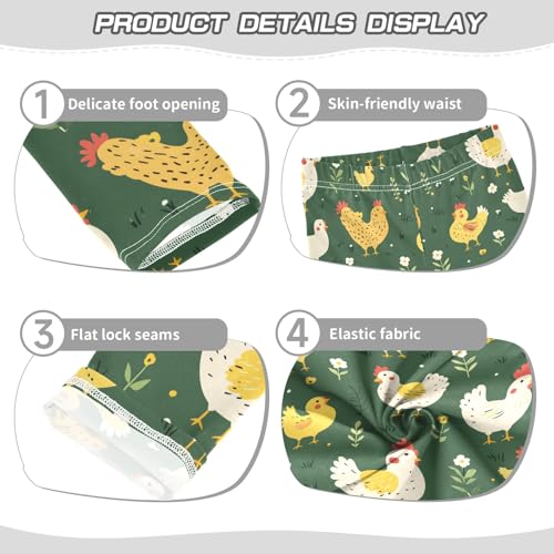 Yellow Chicken Q Girls Leggings Athletic Pants Tights Stretch Bottom3