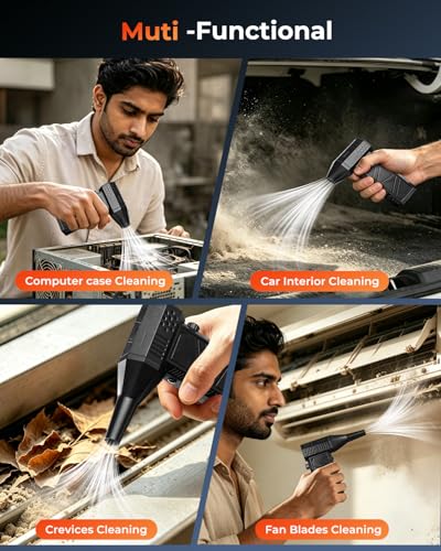 Image of Eopora Cordless Air Duster, 130000RPM Cordless Car Blower, Freely Adjustable Speed Mini Blower for Car, PC, Home & Outdoor Cleaning, with 8000mAh Battery, 275g Portable and Lightweight