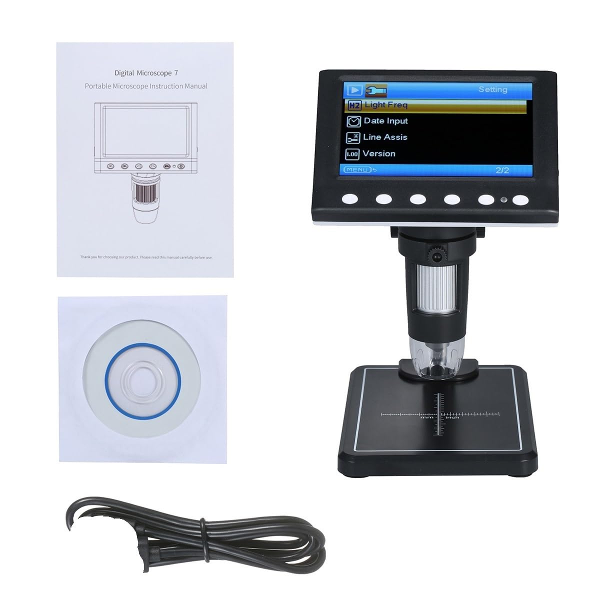 Microscope Digital Microscope Photo and Video 4.3-inch 1080P Screen 1000X Magnification Zoom 8pcs LED Lights